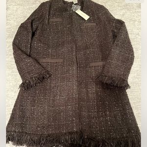 vertigo paris brown tweed sparkle frayed hem jacket sz. Med $360